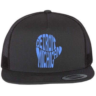 Detroit Michigan Mitten Shaped Word Art Flatbill Hat