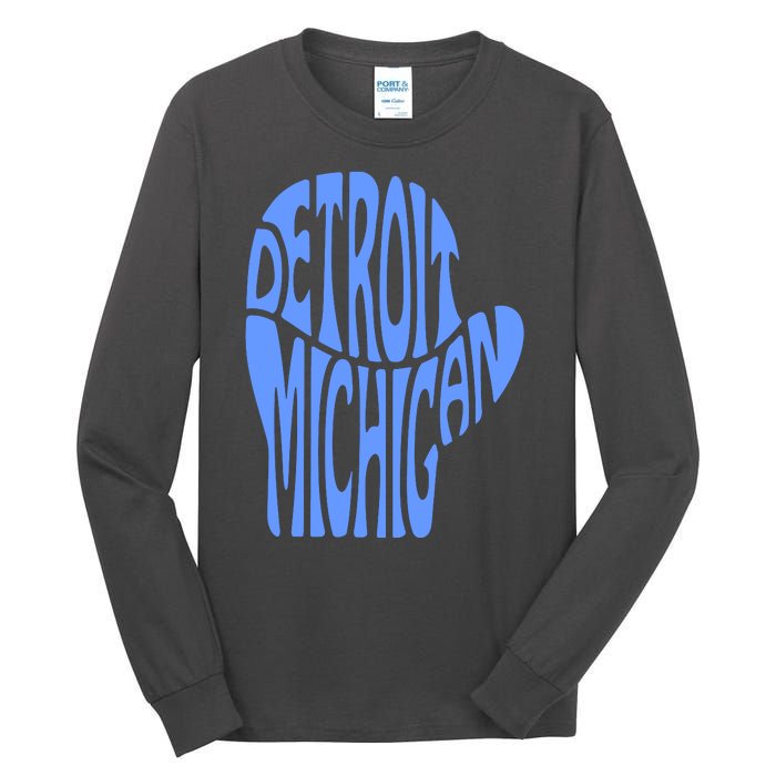 Detroit Michigan Mitten Shaped Word Art Tall Long Sleeve T-Shirt