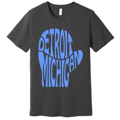 Detroit Michigan Mitten Shaped Word Art Premium T-Shirt