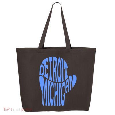 Detroit Michigan Mitten Shaped Word Art 25L Jumbo Tote