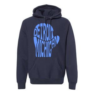 Detroit Michigan Mitten Shaped Word Art Premium Hoodie