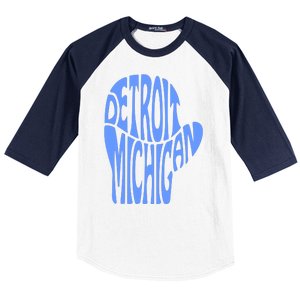 Detroit Michigan Mitten Shaped Word Art Baseball Sleeve Shirt