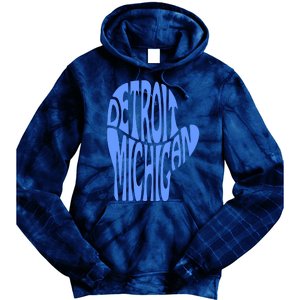 Detroit Michigan Mitten Shaped Word Art Tie Dye Hoodie