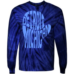 Detroit Michigan Mitten Shaped Word Art Tie-Dye Long Sleeve Shirt