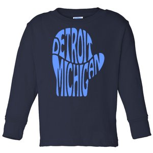 Detroit Michigan Mitten Shaped Word Art Toddler Long Sleeve Shirt