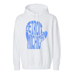 Detroit Michigan Mitten Shaped Word Art Garment-Dyed Fleece Hoodie