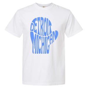 Detroit Michigan Mitten Shaped Word Art Garment-Dyed Heavyweight T-Shirt