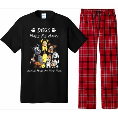 Dogs Make Me Happy Humans Make My Head Hurt Funny Dog Lover Pajama Set