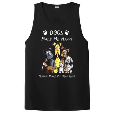 Dogs Make Me Happy Humans Make My Head Hurt Funny Dog Lover PosiCharge Competitor Tank