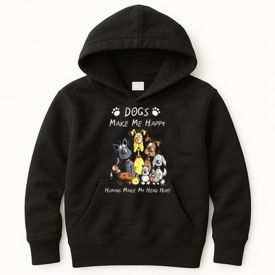 Dogs Make Me Happy Humans Make My Head Hurt Funny Dog Lover Kids Hoodie
