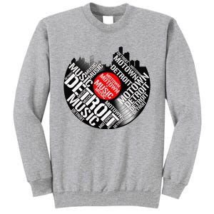 Detroit Motown Music  Detroit Skyline Record Tall Sweatshirt