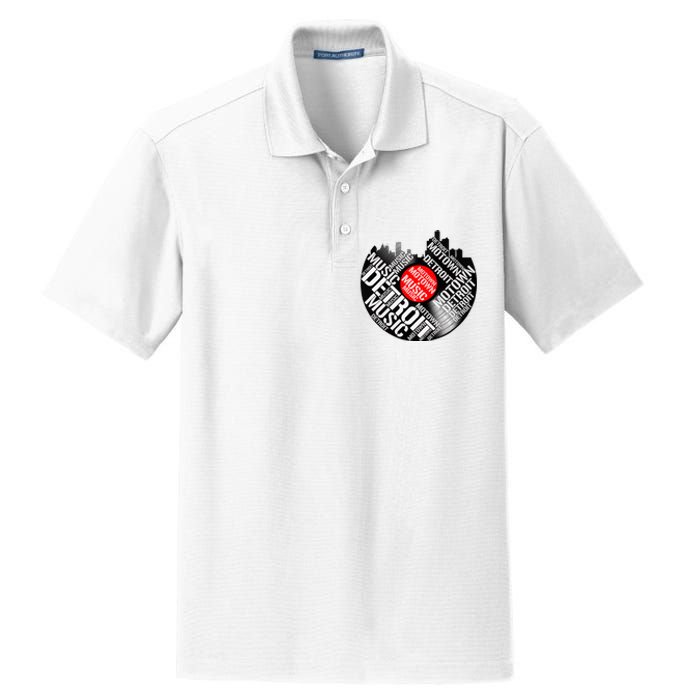 Detroit Motown Music  Detroit Skyline Record Dry Zone Grid Polo