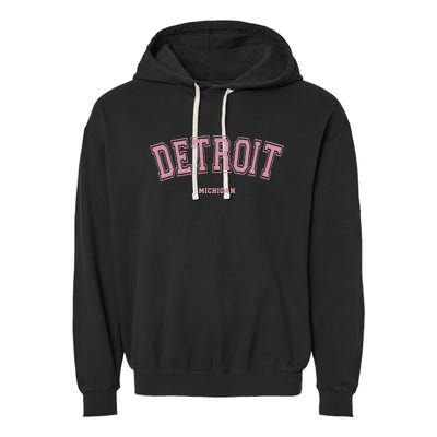 Detroit Michigan Mi Varsity Style On Detroit Garment-Dyed Fleece Hoodie