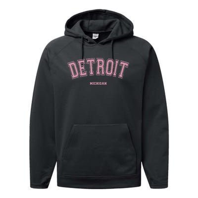 Detroit Michigan Mi Varsity Style On Detroit Performance Fleece Hoodie