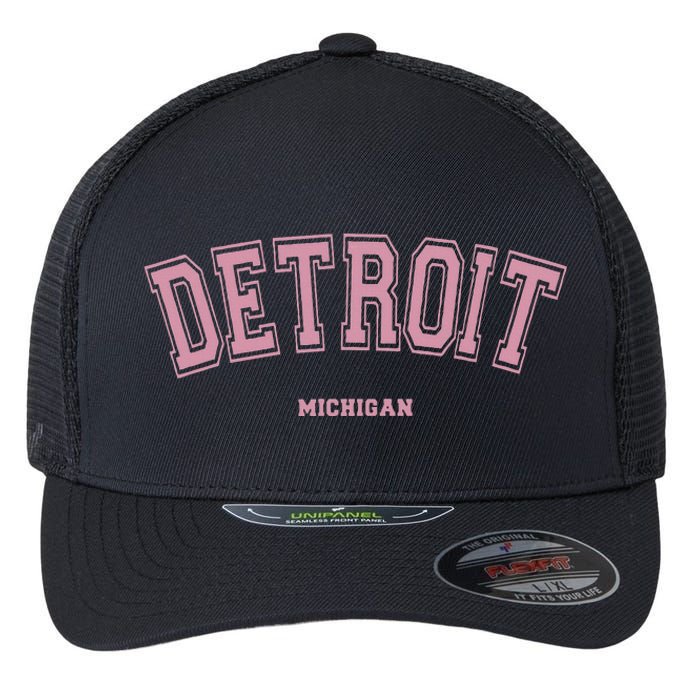 Detroit Michigan Mi Varsity Style On Detroit Flexfit Unipanel Trucker Cap