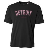 Detroit Michigan Mi Varsity Style On Detroit Cooling Performance Crew T-Shirt