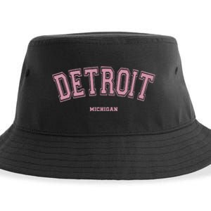 Detroit Michigan Mi Varsity Style On Detroit Sustainable Bucket Hat