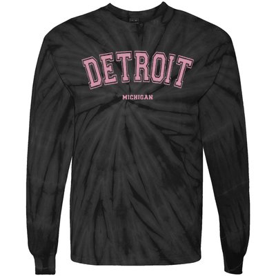 Detroit Michigan Mi Varsity Style On Detroit Tie-Dye Long Sleeve Shirt