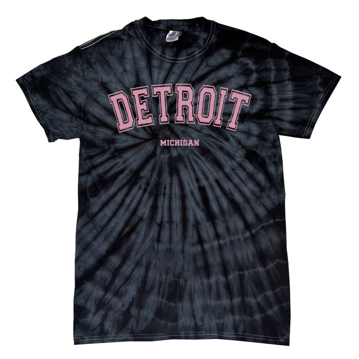 Detroit Michigan Mi Varsity Style On Detroit Tie-Dye T-Shirt