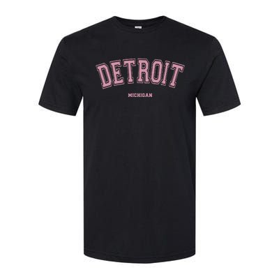 Detroit Michigan Mi Varsity Style On Detroit Softstyle® CVC T-Shirt