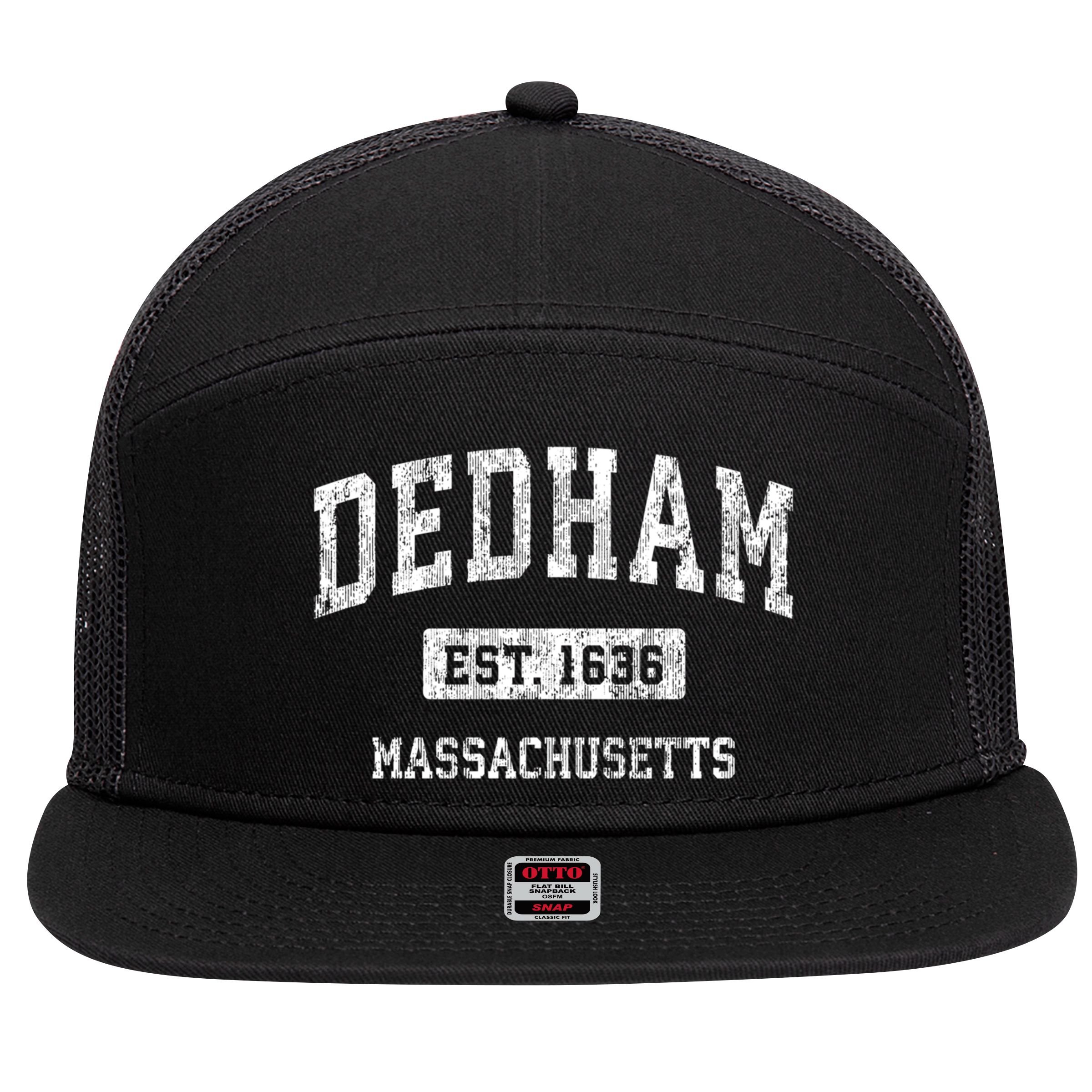 Dedham Massachusetts Ma Vintage Established Sports Design 7 Panel Mesh Trucker Snapback Hat