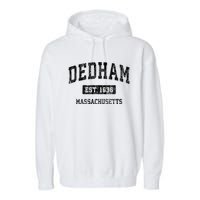 Dedham Massachusetts Ma Vintage Established Sports Design Garment-Dyed Fleece Hoodie