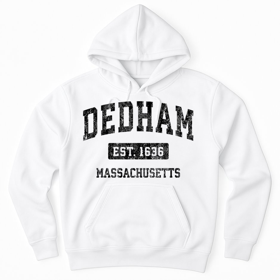 Dedham Massachusetts Ma Vintage Established Sports Design Hoodie