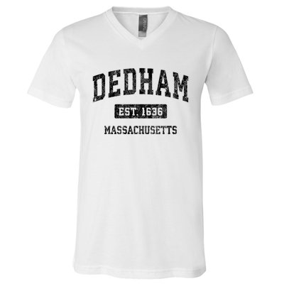 Dedham Massachusetts Ma Vintage Established Sports Design V-Neck T-Shirt