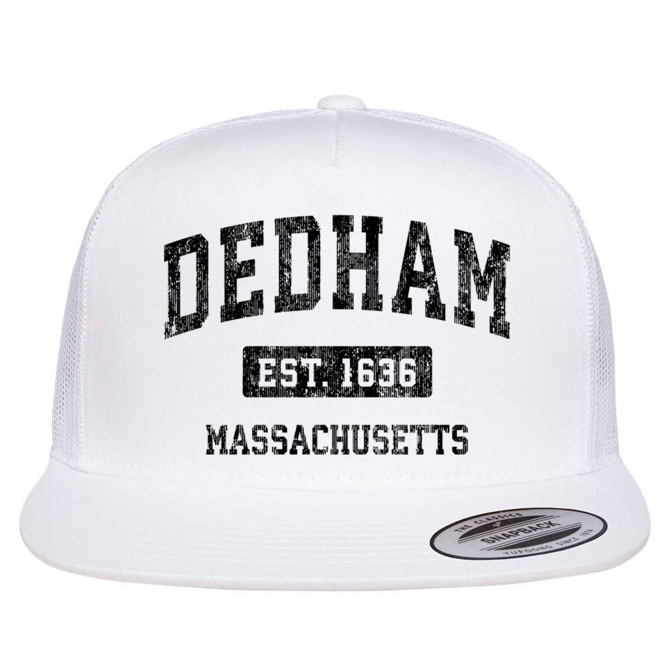 Dedham Massachusetts Ma Vintage Established Sports Design Flat Bill Trucker Hat