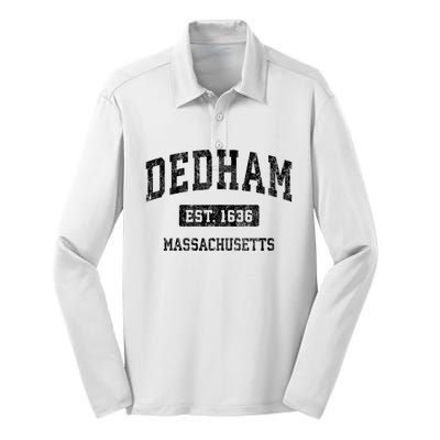 Dedham Massachusetts Ma Vintage Established Sports Design Silk Touch Performance Long Sleeve Polo