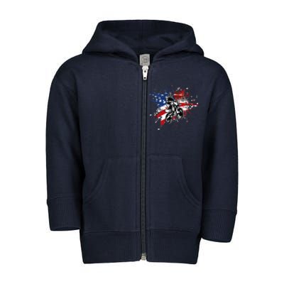 Dirtbike Motocross MX US Flag Smash Toddler Zip Fleece Hoodie