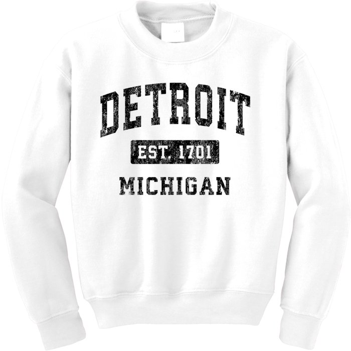 Detroit Michigan Mi Vintage Established Sports Design Kids Sweatshirt