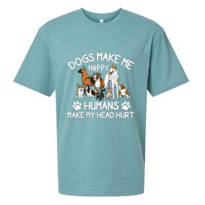 Dogs Make Me Happy Humans Make My Head Hurt Funny Dog Lover Sueded Cloud Jersey T-Shirt