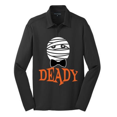 Deady Mummy Matching Mom Dad Halloween 2020 Cool Gift Silk Touch Performance Long Sleeve Polo