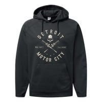 Detroit Michigan Motor City Spark Plug Wings Ride Fast Speed Performance Fleece Hoodie