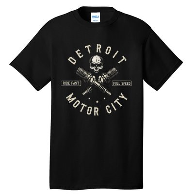 Detroit Michigan Motor City Spark Plug Wings Ride Fast Speed Tall T-Shirt