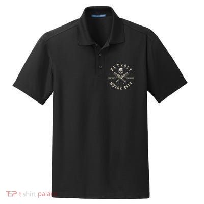 Detroit Michigan Motor City Spark Plug Wings Ride Fast Speed Dry Zone Grid Polo