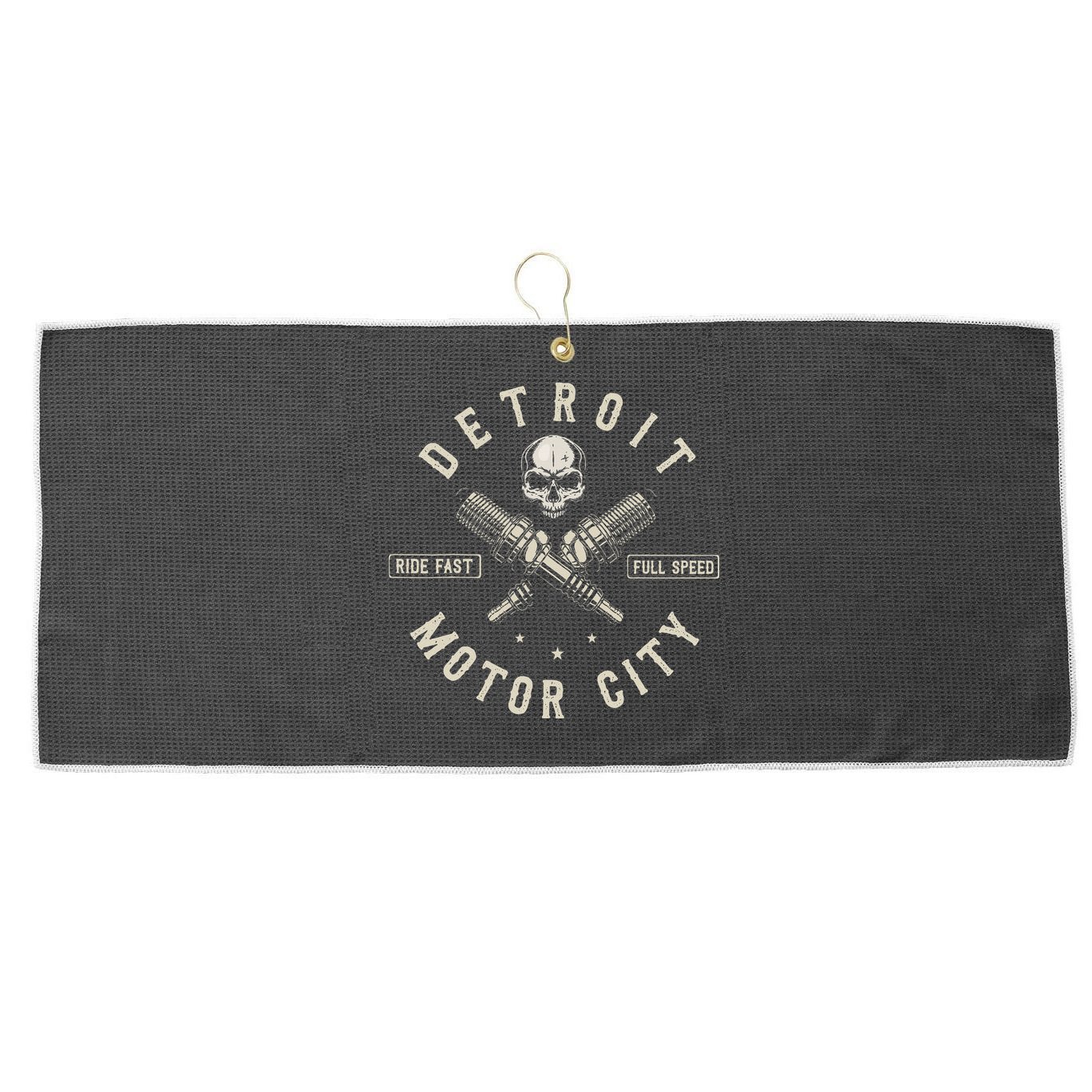 Detroit Michigan Motor City Spark Plug Wings Ride Fast Speed Large Microfiber Waffle Golf Towel