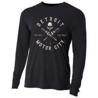 Detroit Michigan Motor City Spark Plug Wings Ride Fast Speed Cooling Performance Long Sleeve Crew