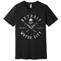 Detroit Michigan Motor City Spark Plug Wings Ride Fast Speed Premium T-Shirt