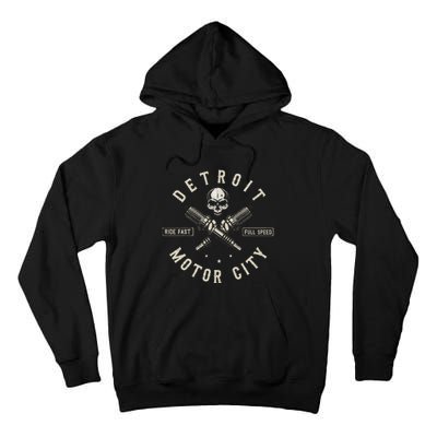 Detroit Michigan Motor City Spark Plug Wings Ride Fast Speed Tall Hoodie