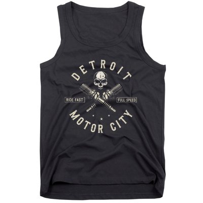 Detroit Michigan Motor City Spark Plug Wings Ride Fast Speed Tank Top