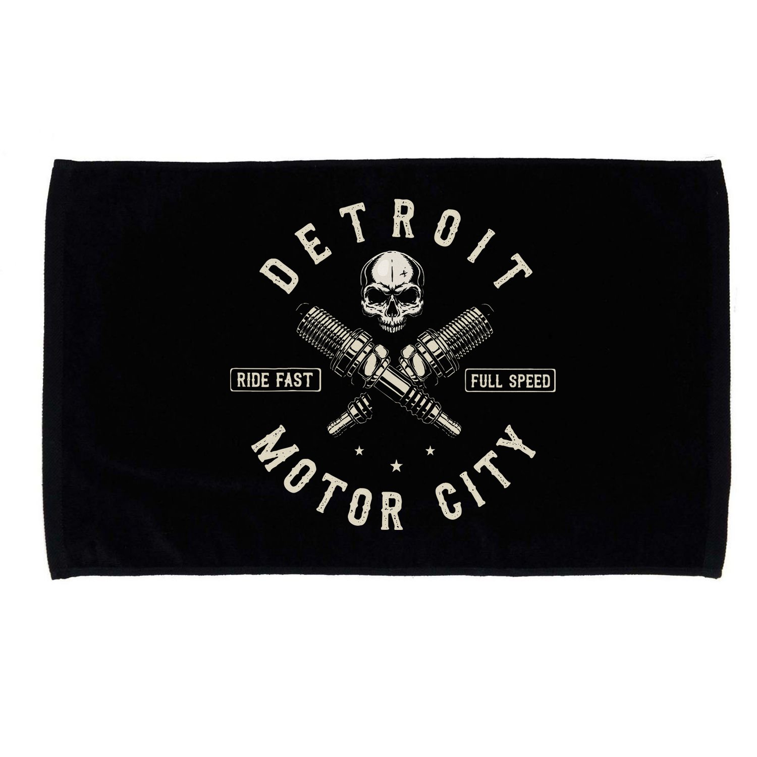 Detroit Michigan Motor City Spark Plug Wings Ride Fast Speed Microfiber Hand Towel