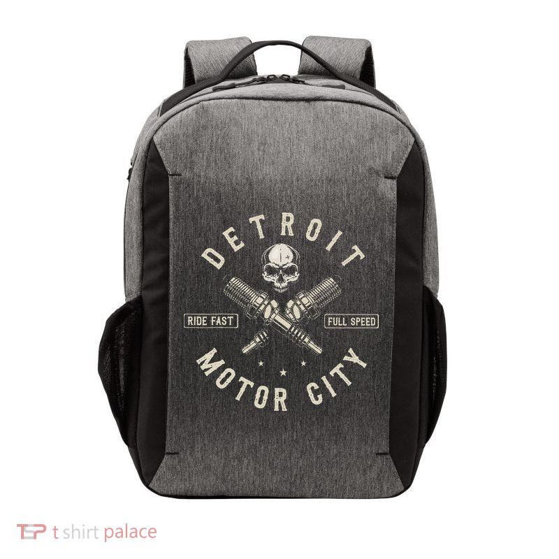 Detroit Michigan Motor City Spark Plug Wings Ride Fast Speed Vector Backpack