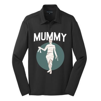 Deady Mummy Matching Mom Dad Halloween Funny Couples Gift Silk Touch Performance Long Sleeve Polo