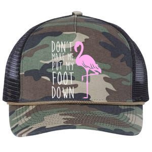 Don't Make Me Put My Foot Down Flamingo Retro Rope Trucker Hat Cap