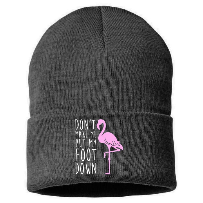 Don't Make Me Put My Foot Down Flamingo Sustainable Knit Beanie