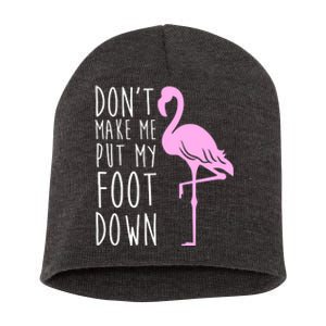 Don't Make Me Put My Foot Down Flamingo Short Acrylic Beanie