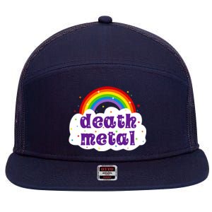 Death Metal Music Heavy Unicorn Rainbow Funny 7 Panel Mesh Trucker Snapback Hat