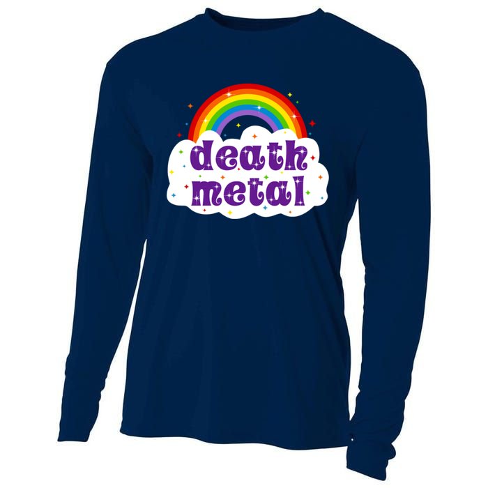 Death Metal Music Heavy Unicorn Rainbow Funny Cooling Performance Long Sleeve Crew